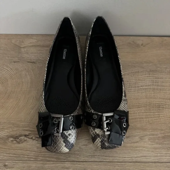 Theme‎ Shoes Snakeskin Print Buckle Accent Low Heeled Pumps Women Size 8.5W Edgy - Picture 3 of 8